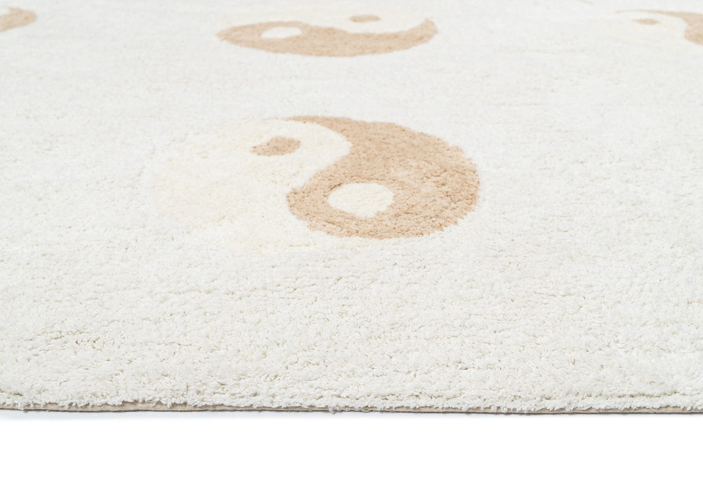 Marika Cream and Beige Yin Yang Cotton Washable Rug