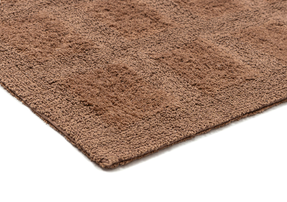 Marina Caramel Grid Cotton Bath Mat