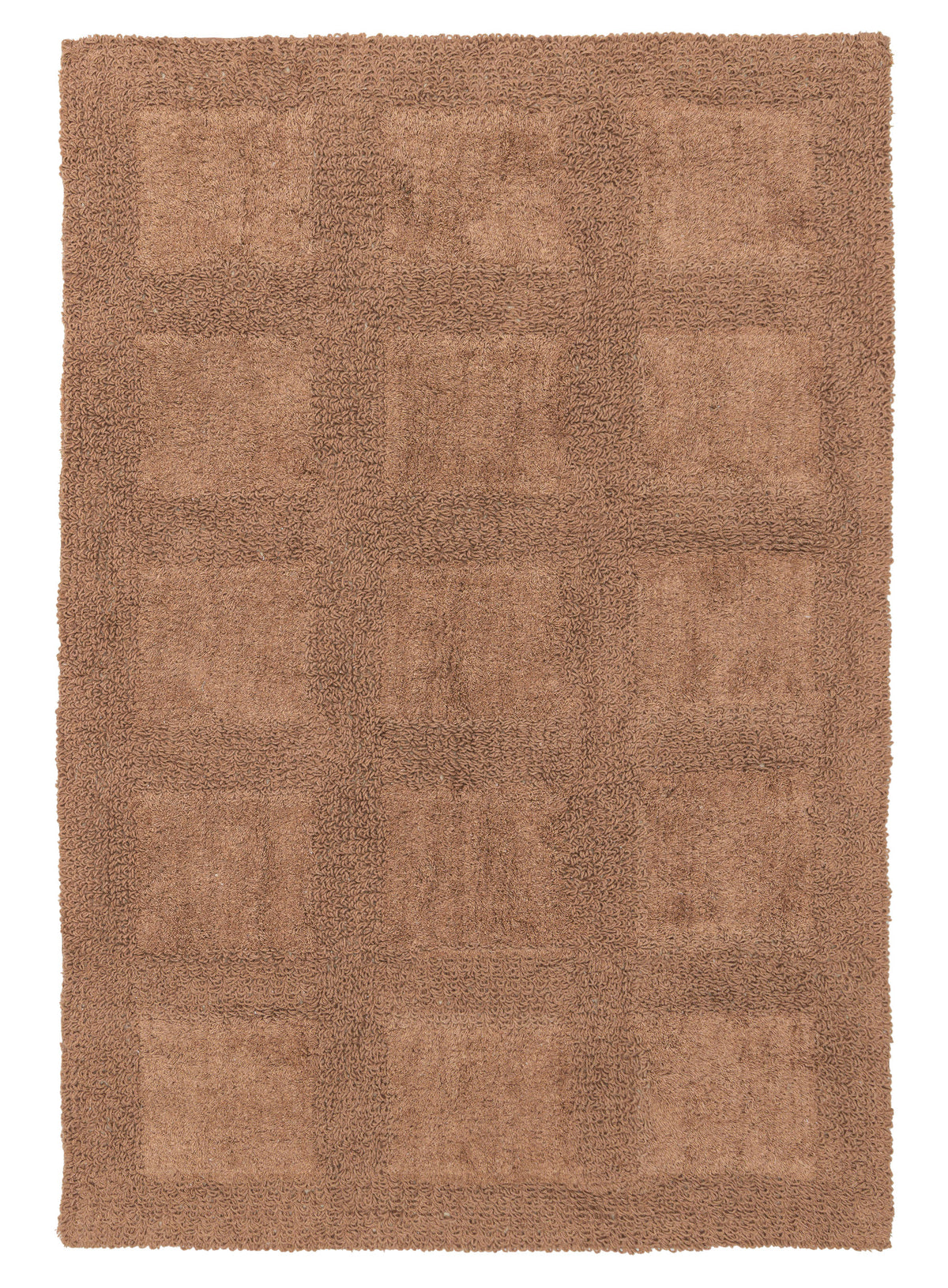 Marina Caramel Grid Cotton Bath Mat