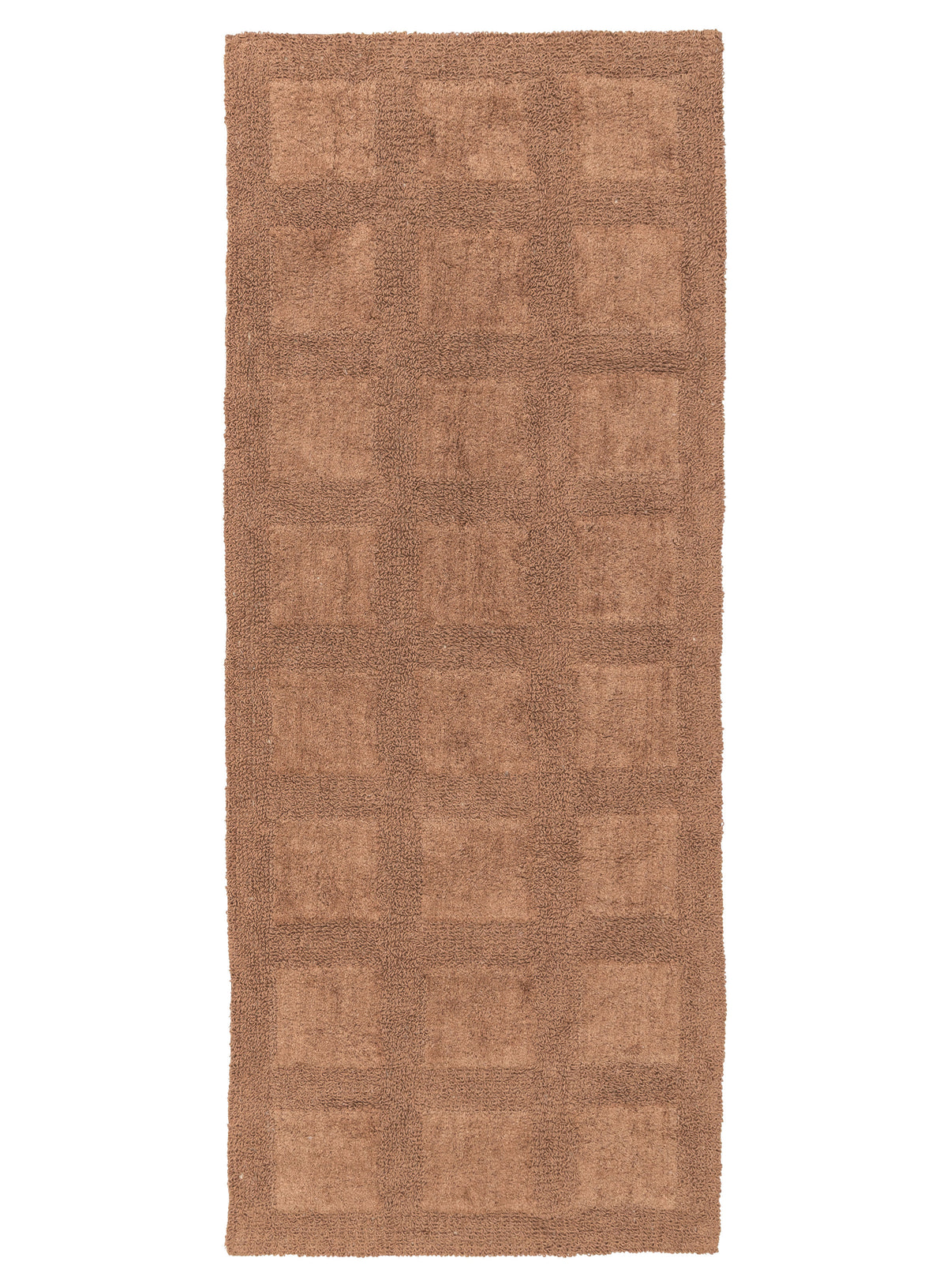Marina Caramel Grid Cotton Bath Mat