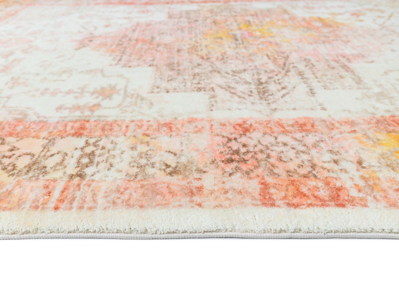 Marissa Orange Peach and Cream Medallion Washable Rug