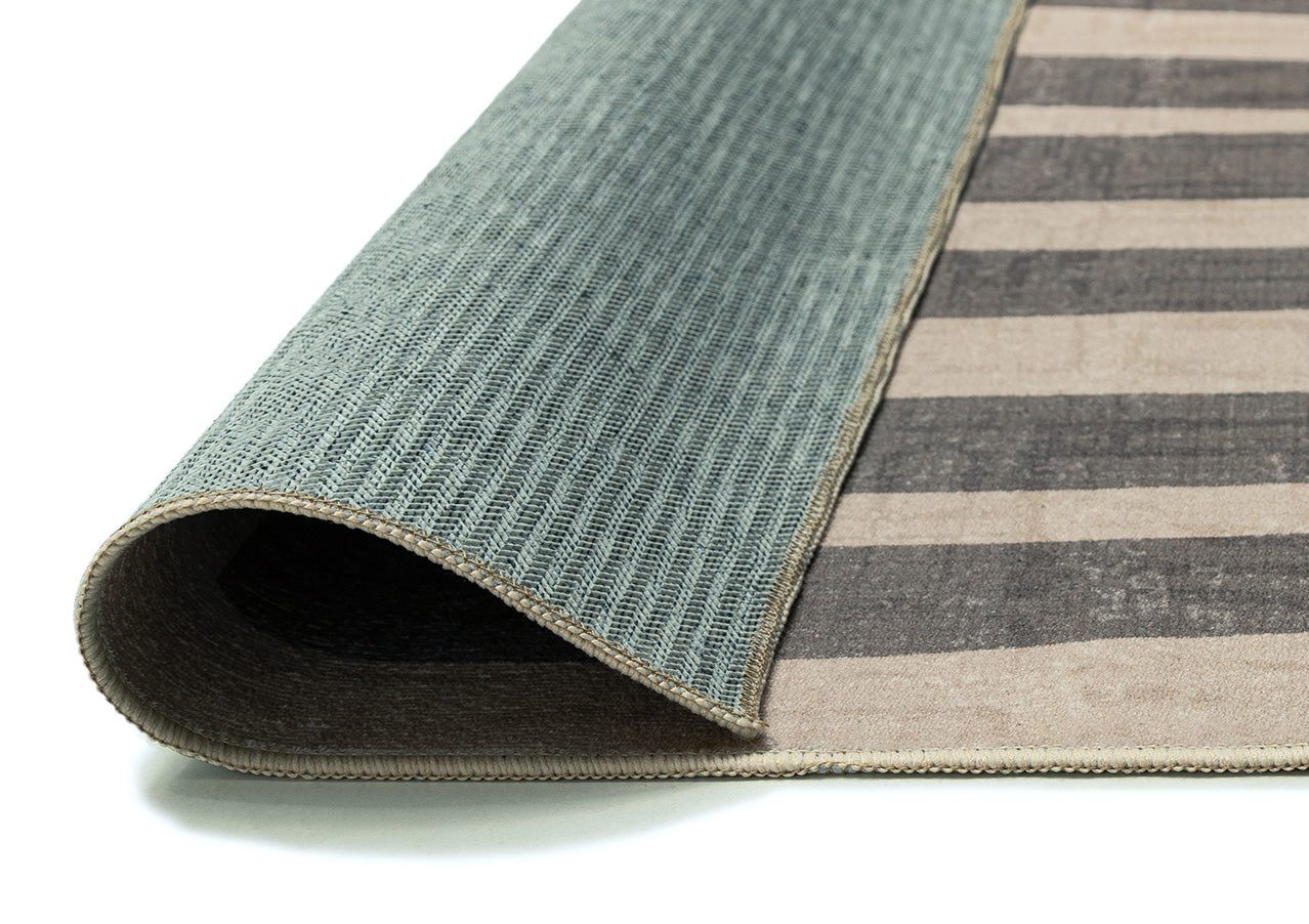 Marzon Beige and Brown Botanical Washable Rug