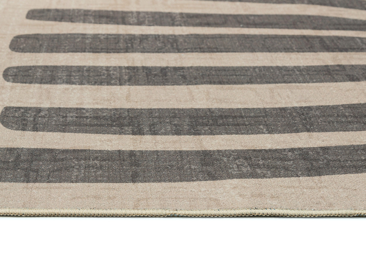 Marzon Beige and Brown Botanical Washable Rug