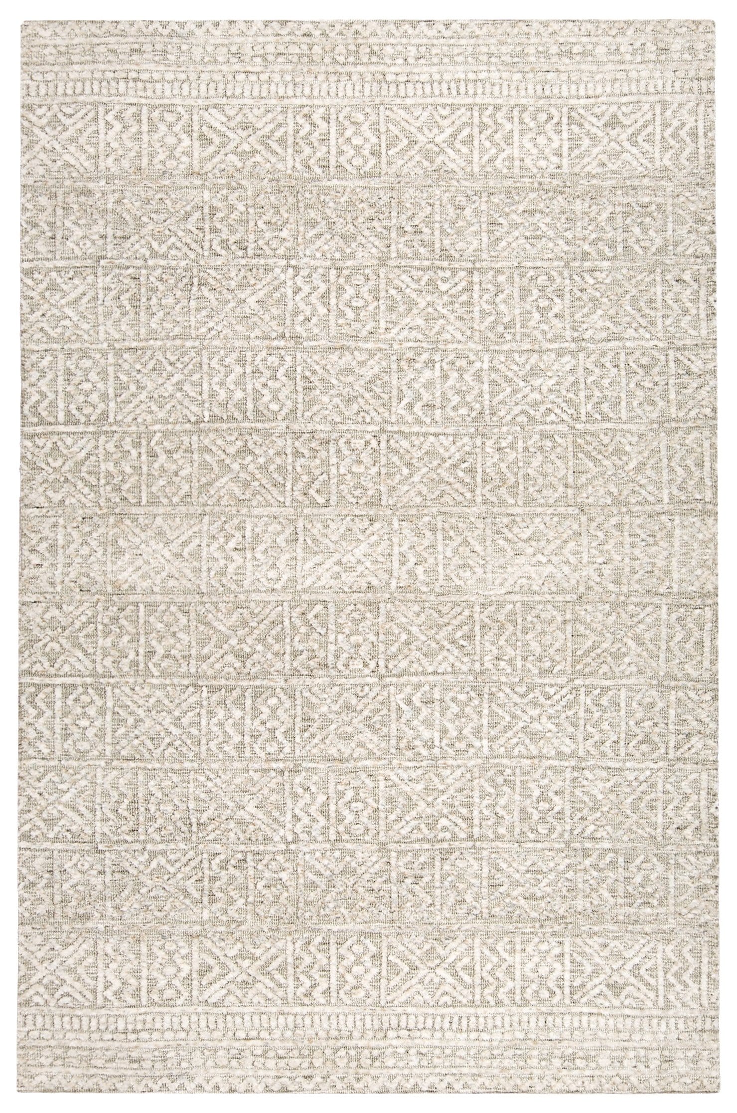 Melia Grey and Ivory Tribal Textured Rug