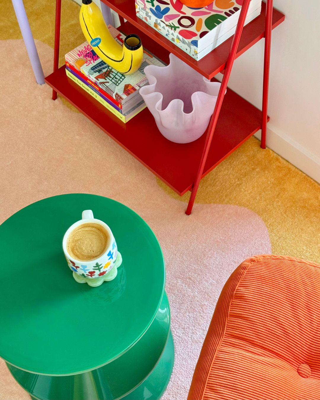 Melody Pink and Yellow Wiggle Bordered Washable Rug