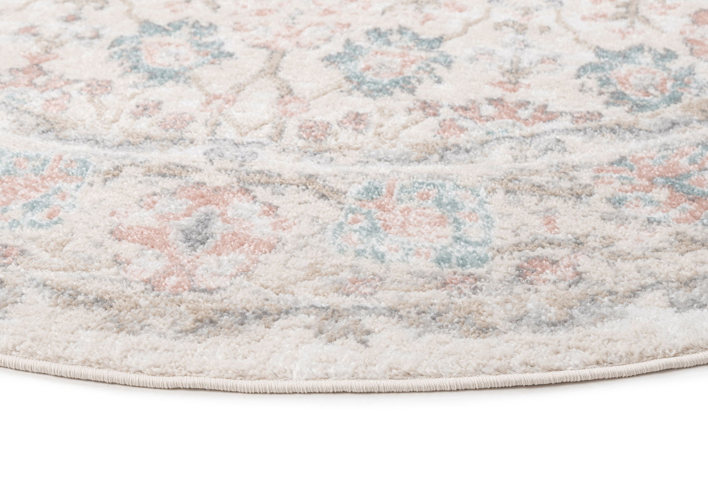 Melrose Cream and Pink Traditional Round Rug