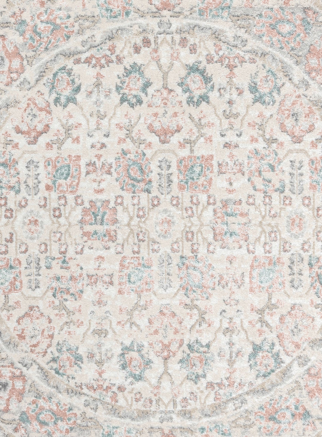 Melrose Cream and Pink Traditional Round Rug