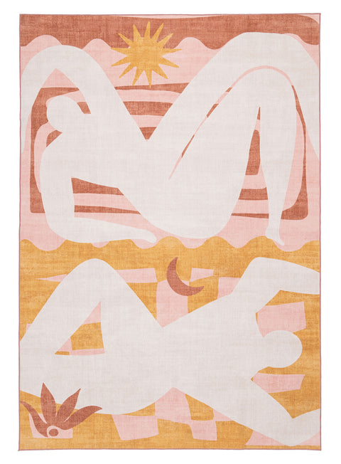 Menaka Pink and Rust Abstract Rug