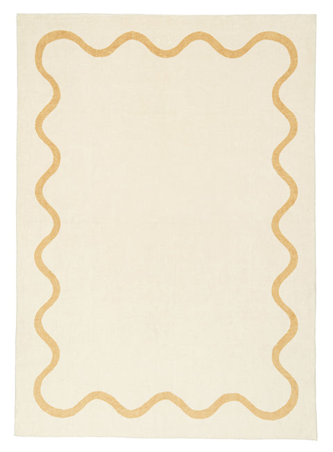 Micah Brown and Beige Wiggle Bordered Washable Rug