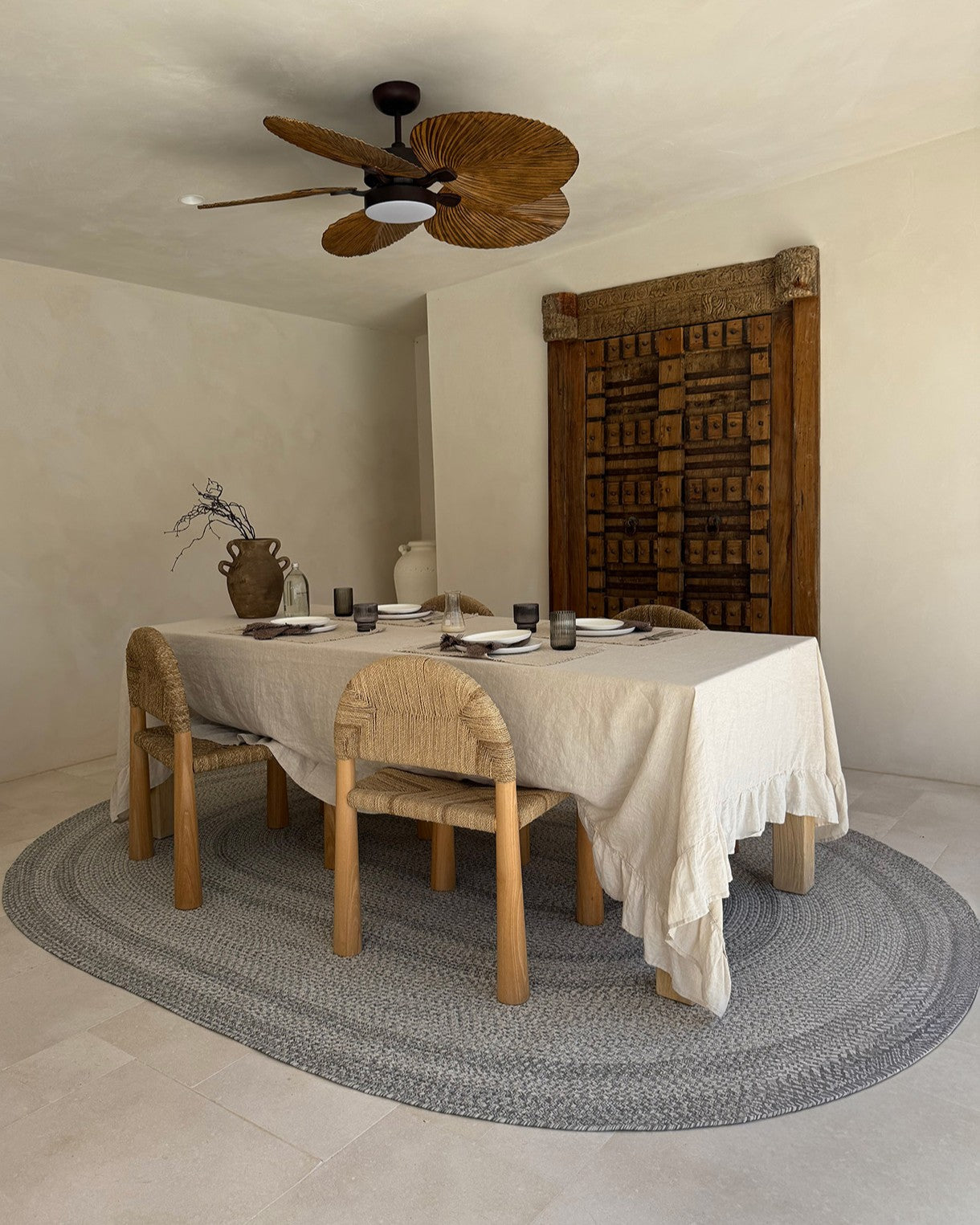 Mika Grey Braided Flatweave Indoor Outdoor Oval Rug