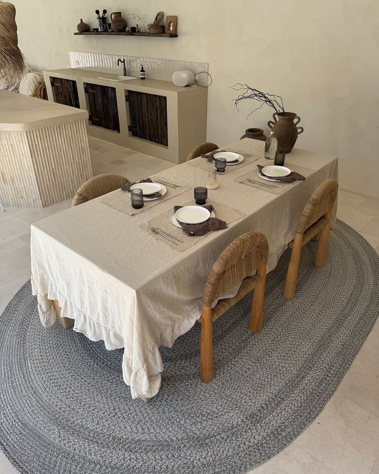 Mika Grey Braided Flatweave Indoor Outdoor Oval Rug