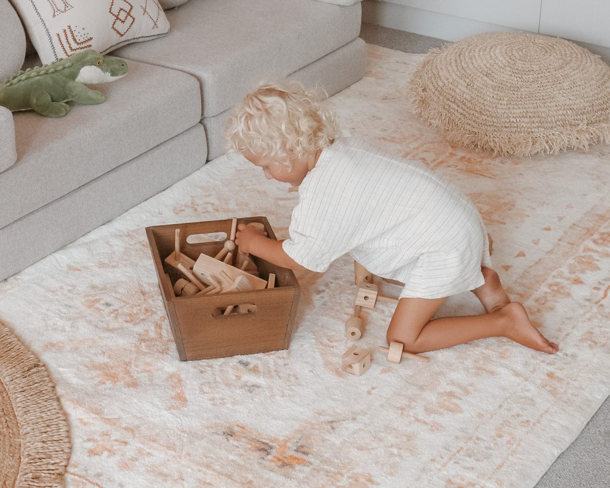 Mina Orange and Cream Transitional Washable Rug