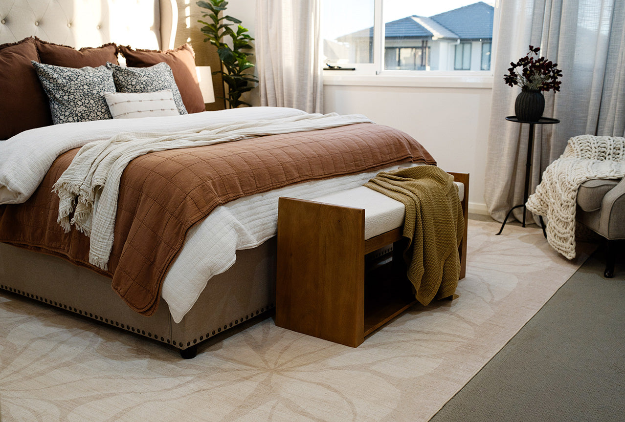 Minar Beige Botanical Washable Rug