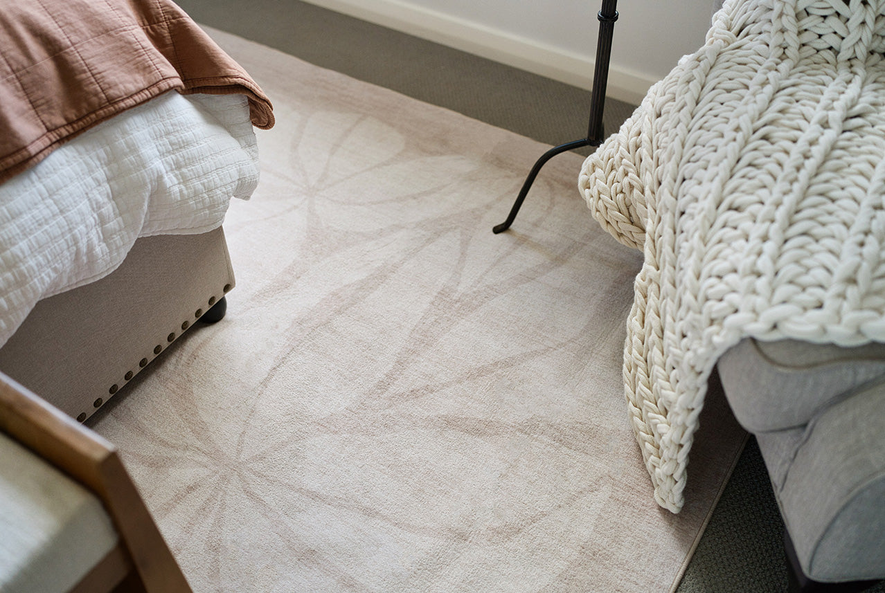 Minar Beige Botanical Washable Rug