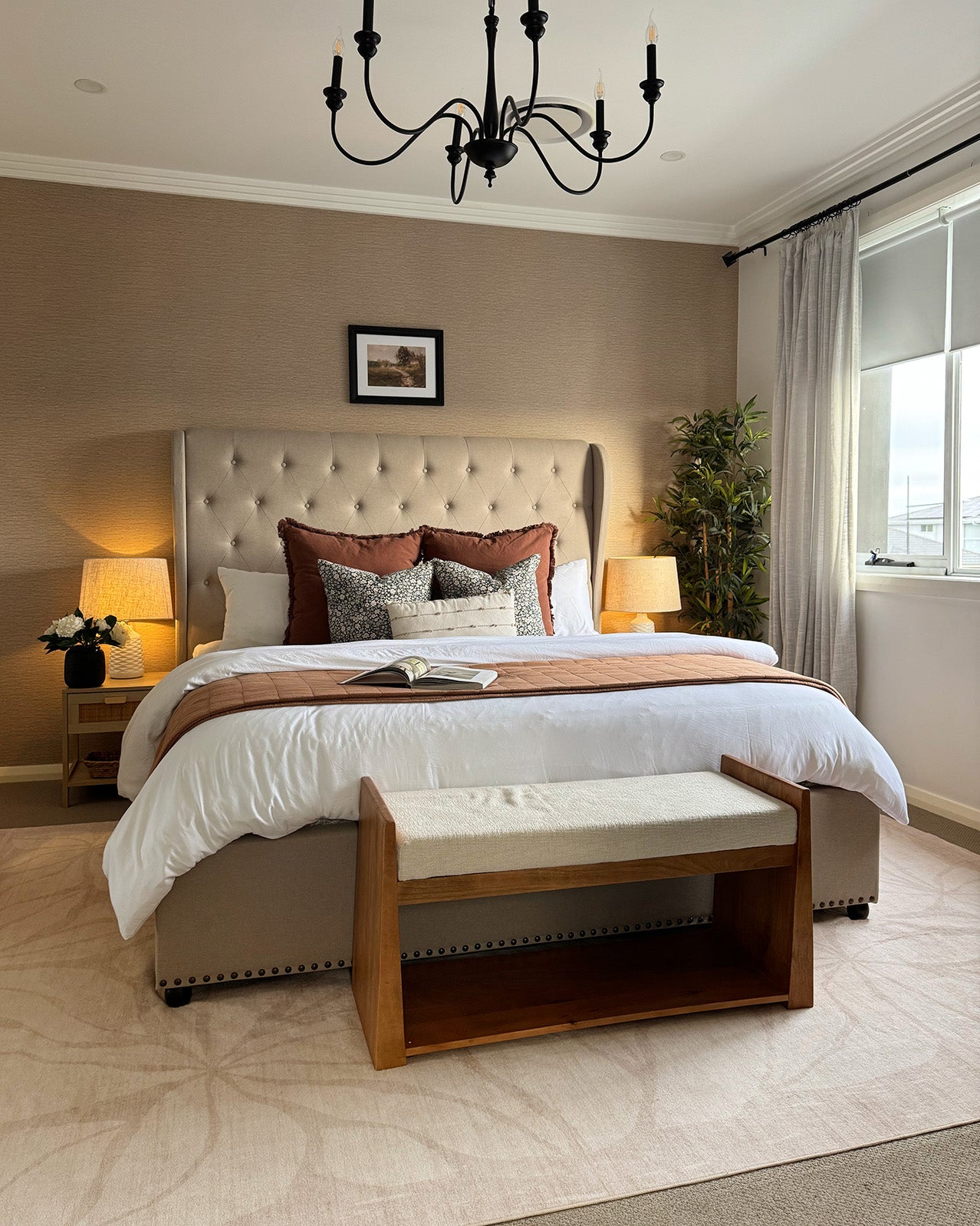 Minar Beige Botanical Washable Rug