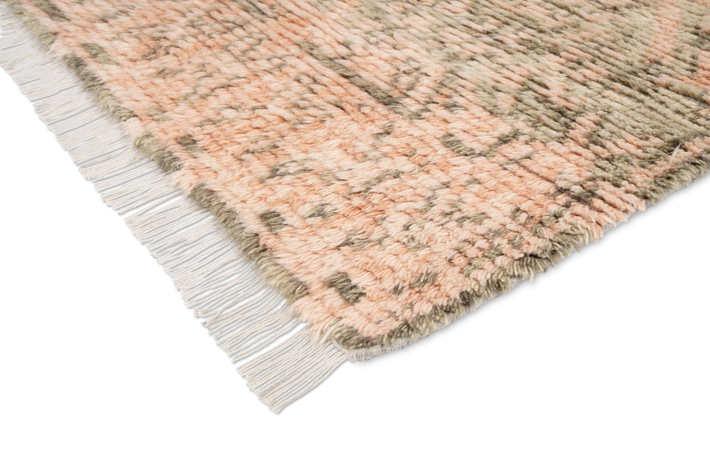 Monika Peach and Green Abstract Diamond Wool Rug