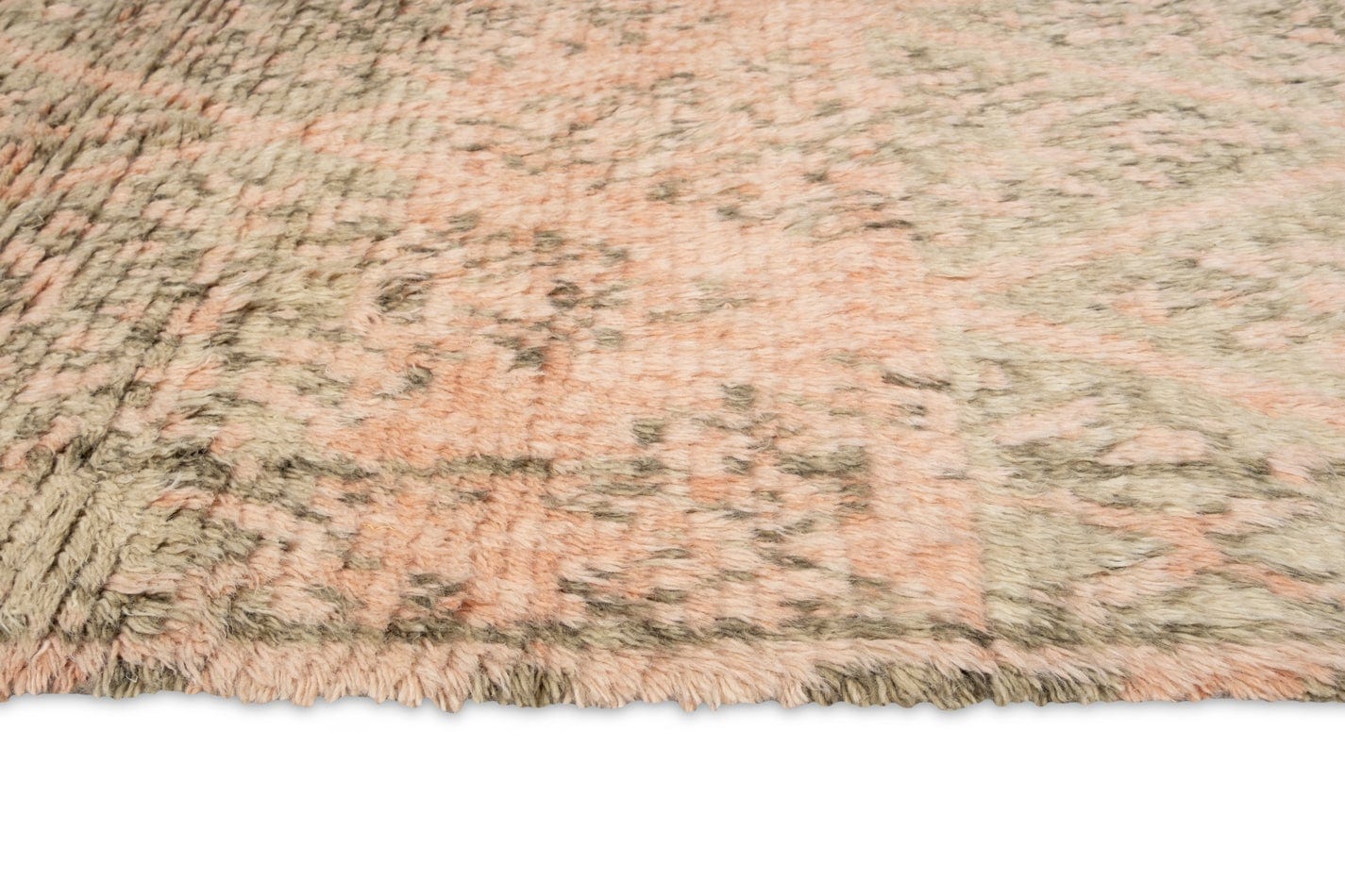 Monika Peach and Green Abstract Diamond Wool Rug
