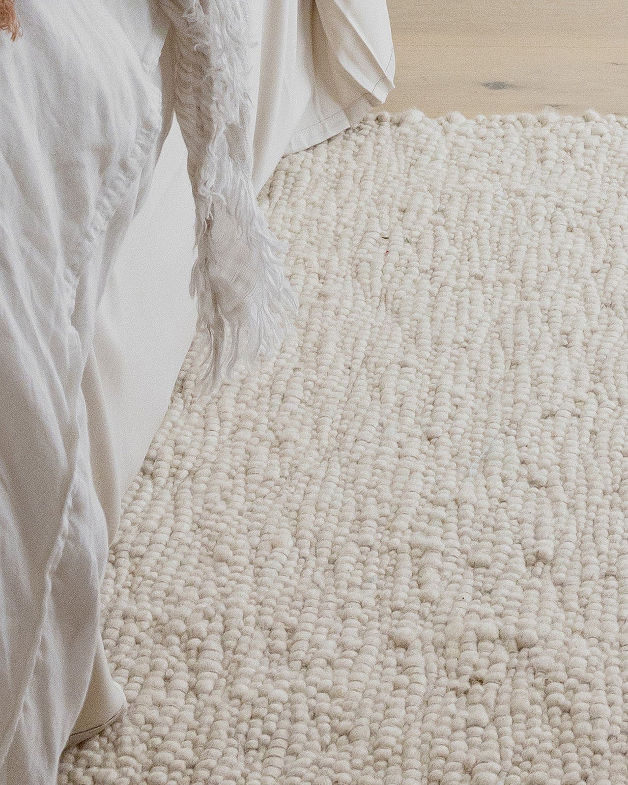 Monti Cream Textured Handmade Wool Rug