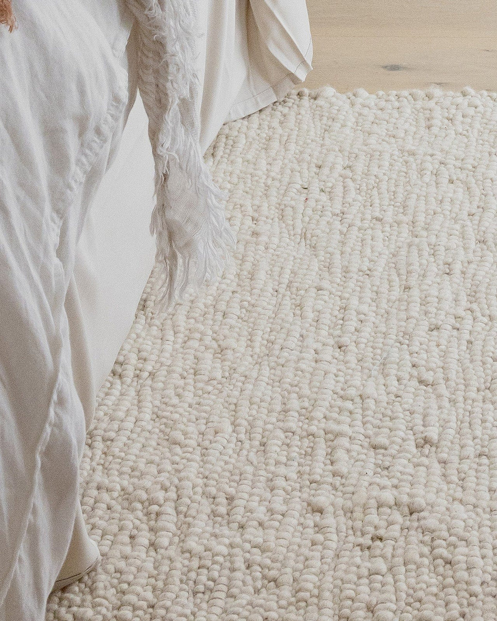 Monti Cream Textured Handmade Wool Rug