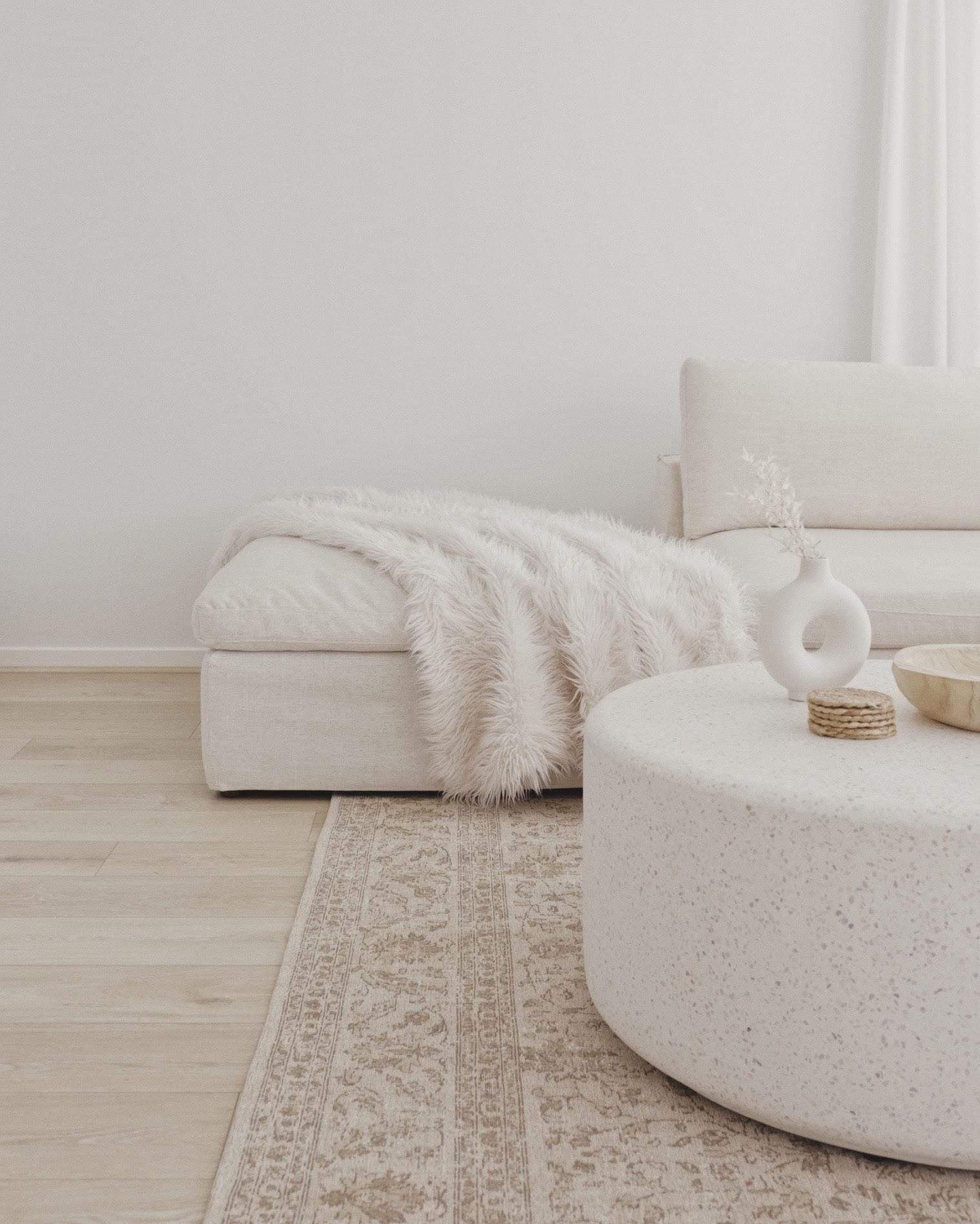 Moselle Beige and Brown Floral Distressed Rug