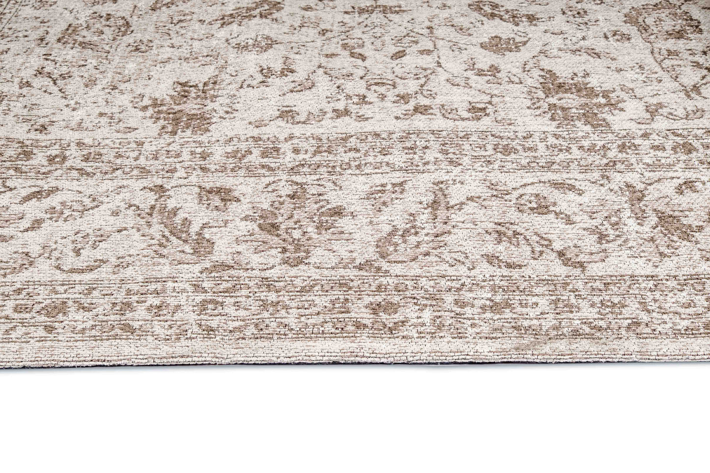 Moselle Beige and Brown Floral Distressed Rug