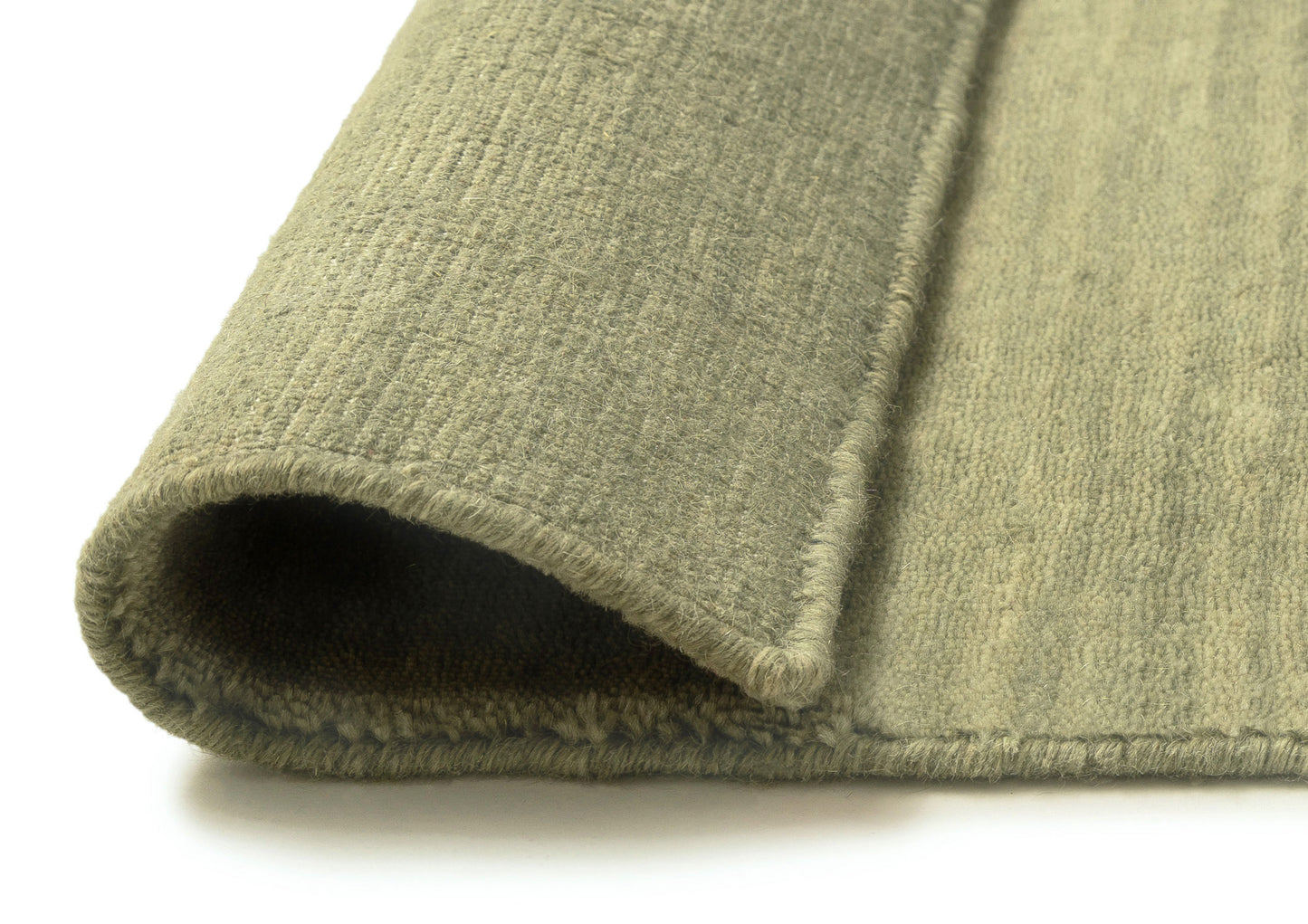 Nabila Earthy Green Solid Pile Wool Rug