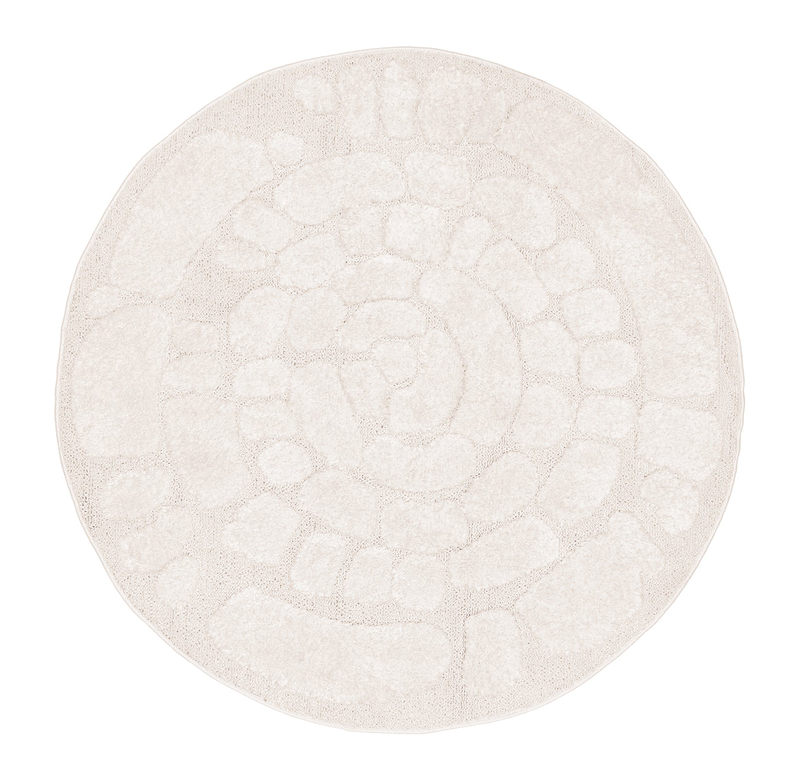 Nadja Ivory Cream Abstract Textured Round Rug