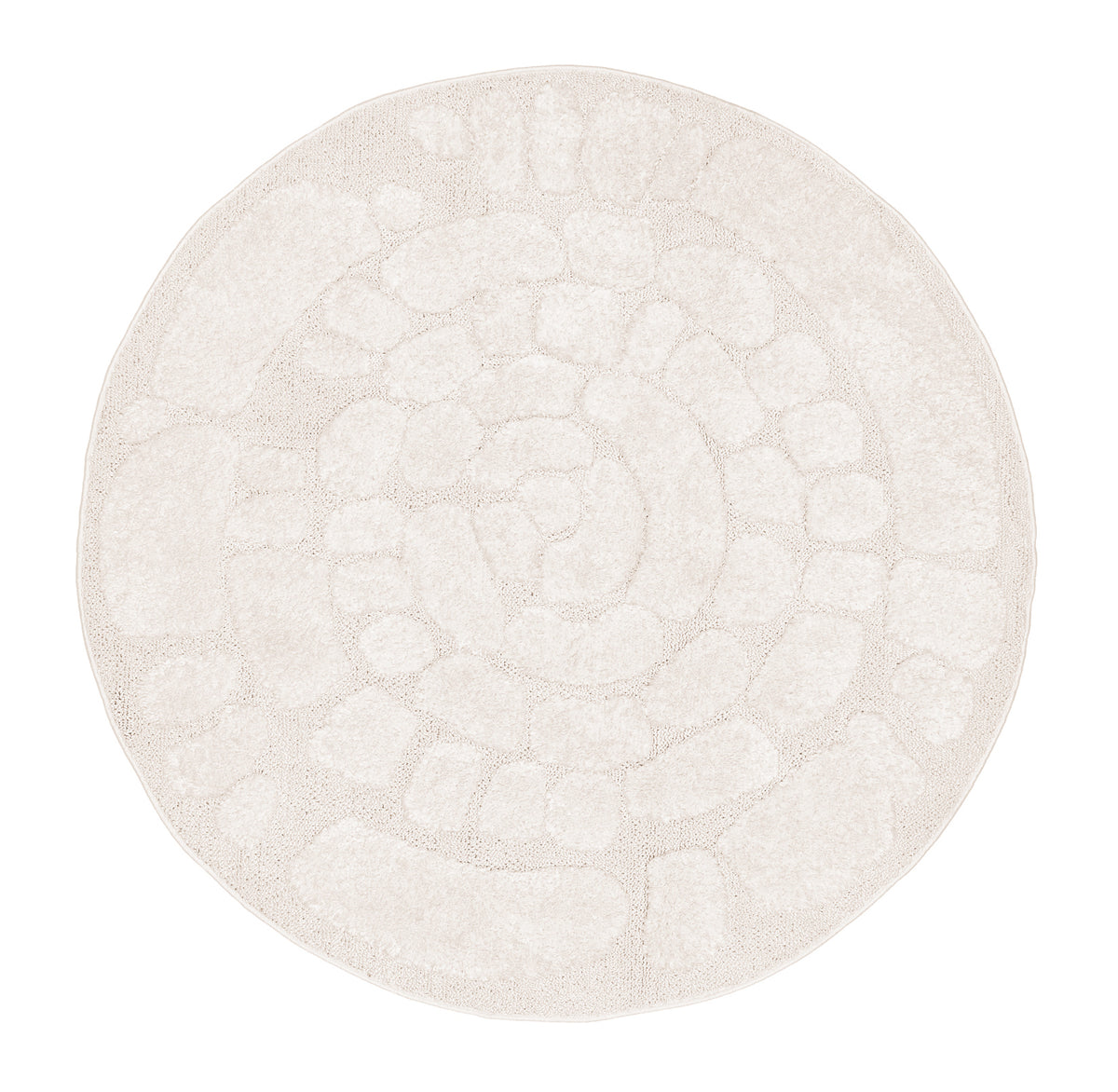 Round Textured Rug Nadja Ivory Cream Abstract Textured Round Rug