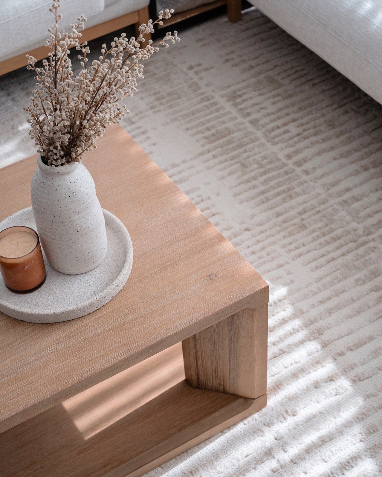 Nahba Ivory And Cream Textured Tribal Rug