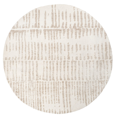 Nahba Ivory And Cream Textured Tribal Round Rug