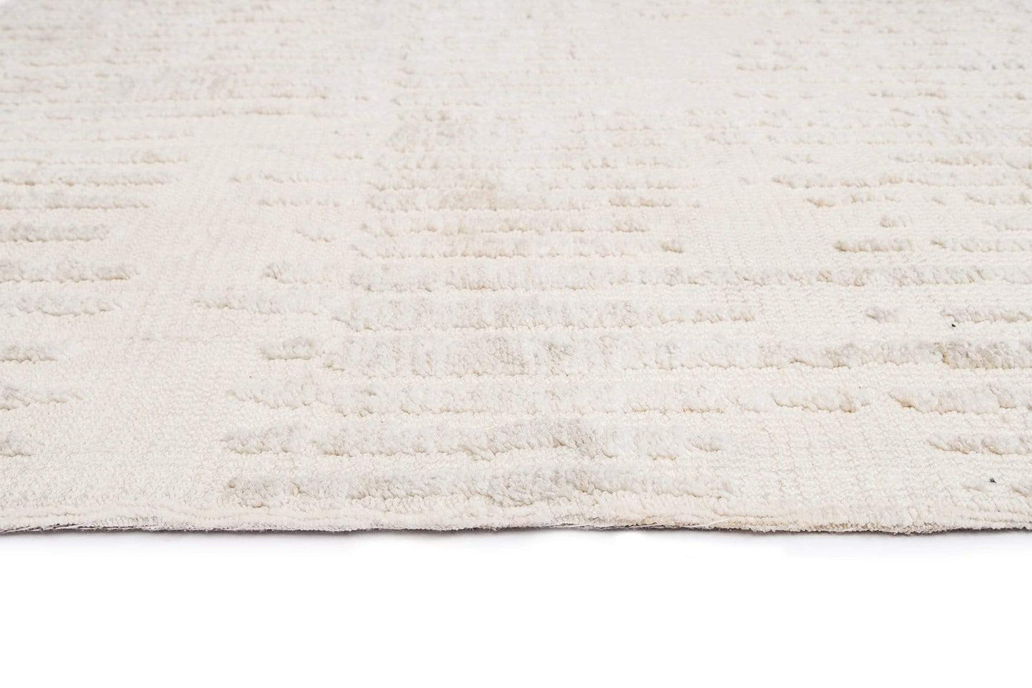 Nahba Ivory And Cream Textured Tribal Rug