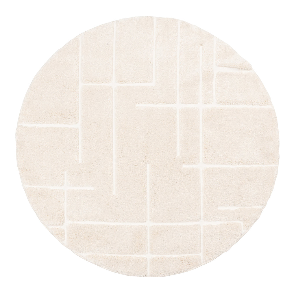 Nalu Ivory Geometric Round Rug
