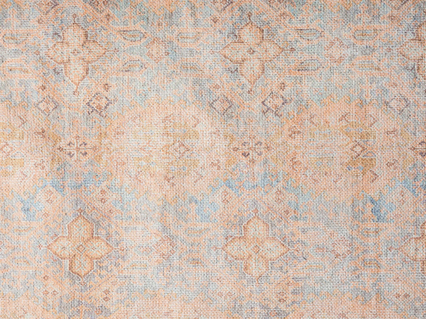 Narem Pink Orange and Blue Traditional Distressed Washable Rug