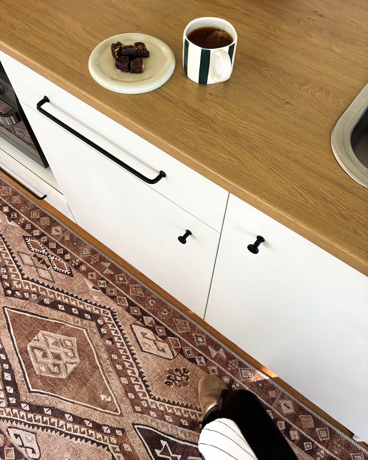 Necha Beige and Brown Tribal Washable Runner Rug