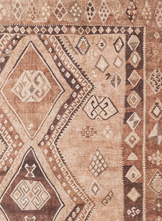 Neccha Necha Beige and Brown Tribal Washable Rug