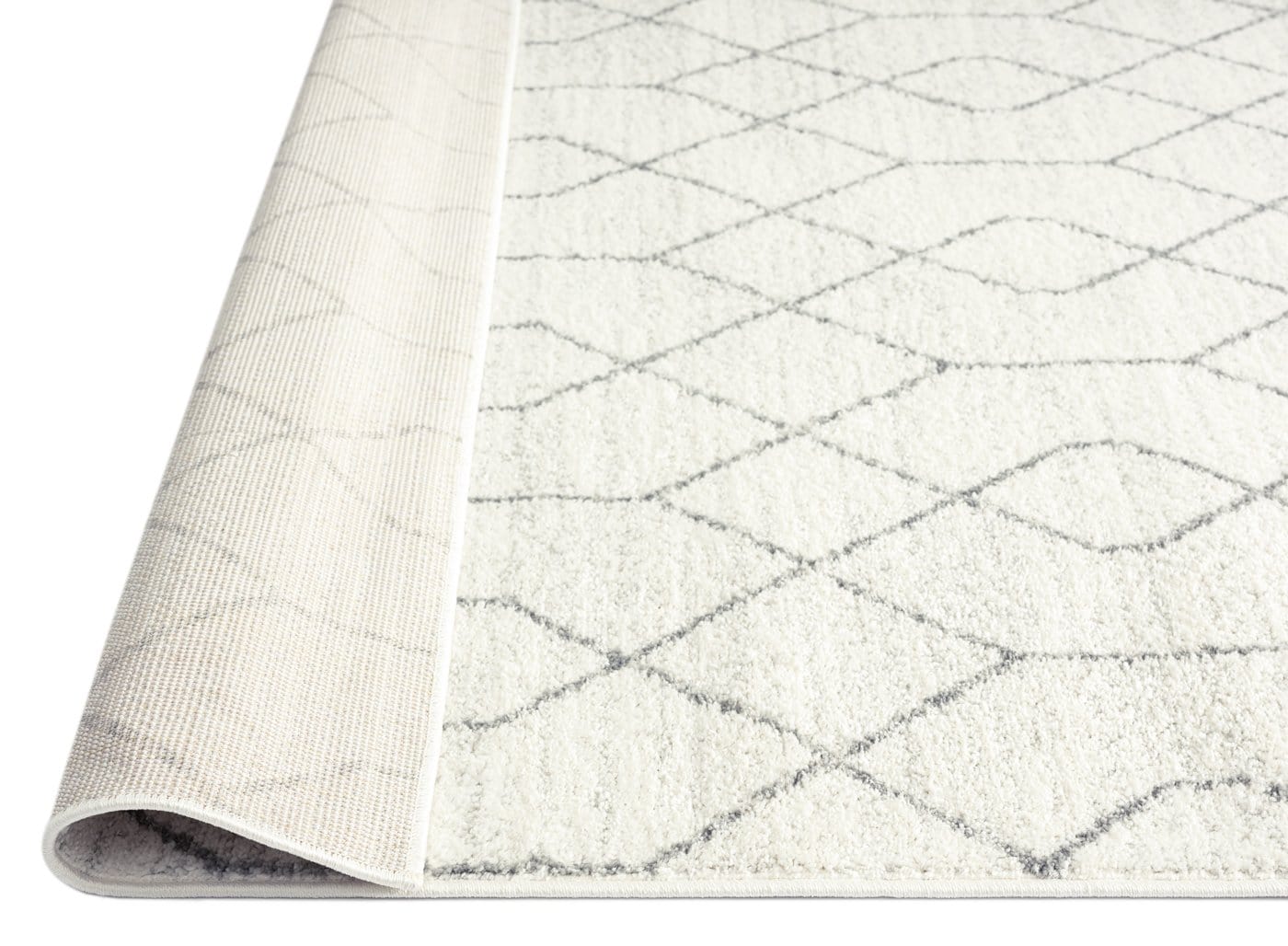 Neda Grey and Ivory Diamond Pattern Runner Rug