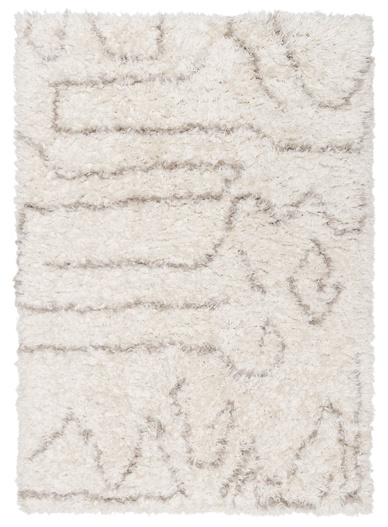Neriza Cream & Beige Tribal Shag Rug
