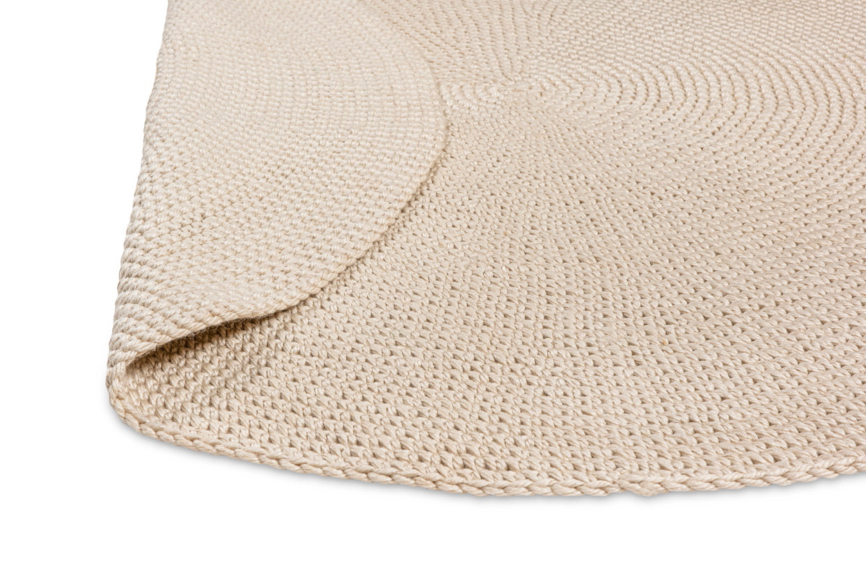 Nessa Beige Crochet Indoor Outdoor Round Rug