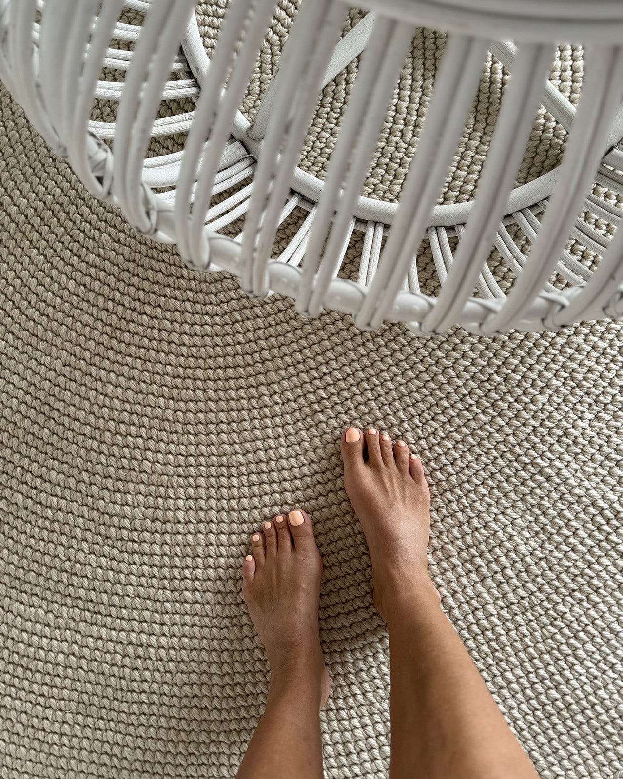 Nessa Beige Crochet Indoor Outdoor Round Rug