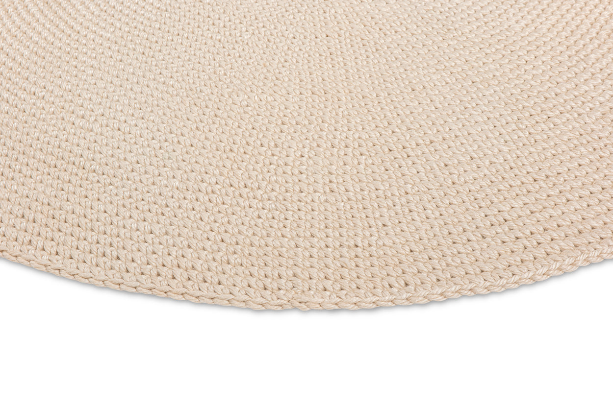 Nessa Beige Crochet Indoor Outdoor Round Rug