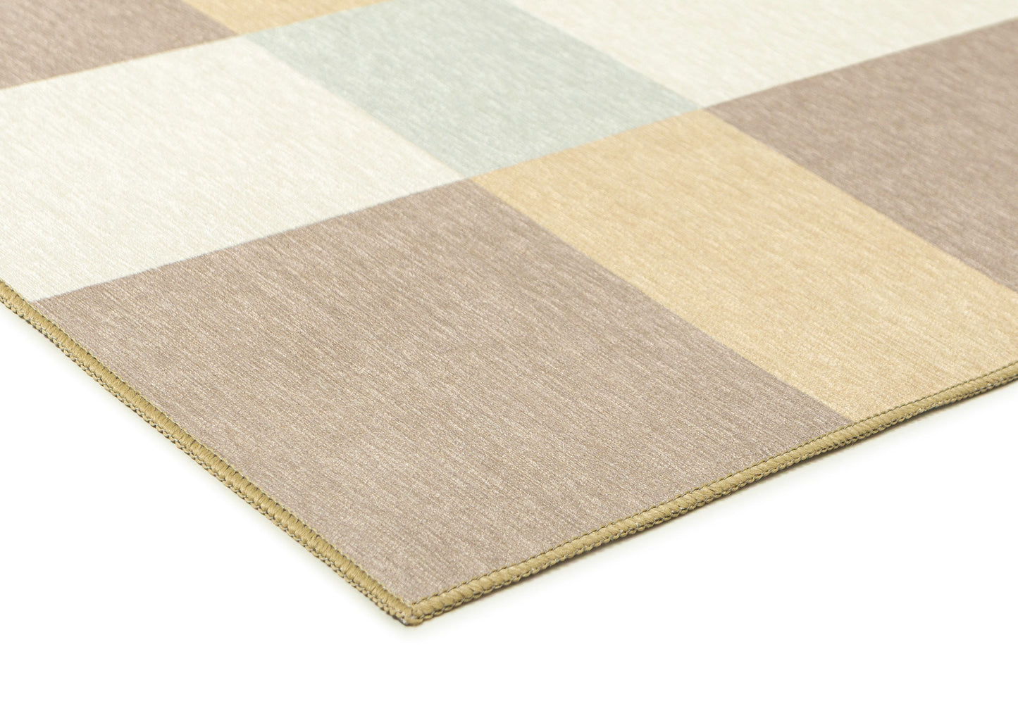 Nice Beige Sand and Sky Blue Checkered Indoor Outdoor Rug