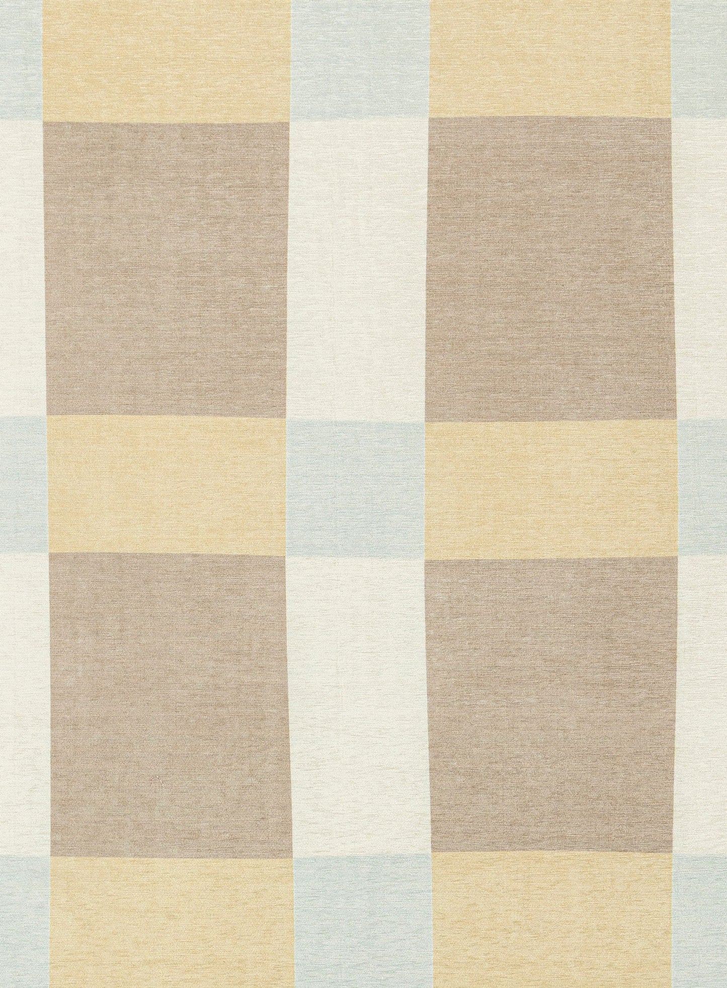 Nice Beige Sand and Sky Blue Checkered Indoor Outdoor Rug