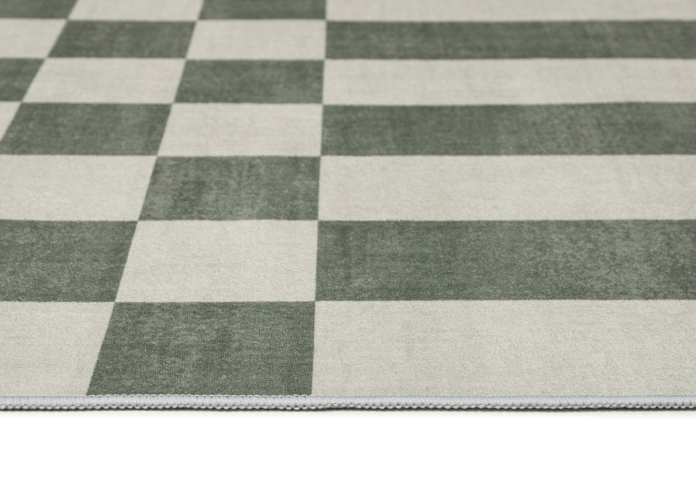 Nicolette Green and White Checkered and Striped Washable Rug – Miss ...