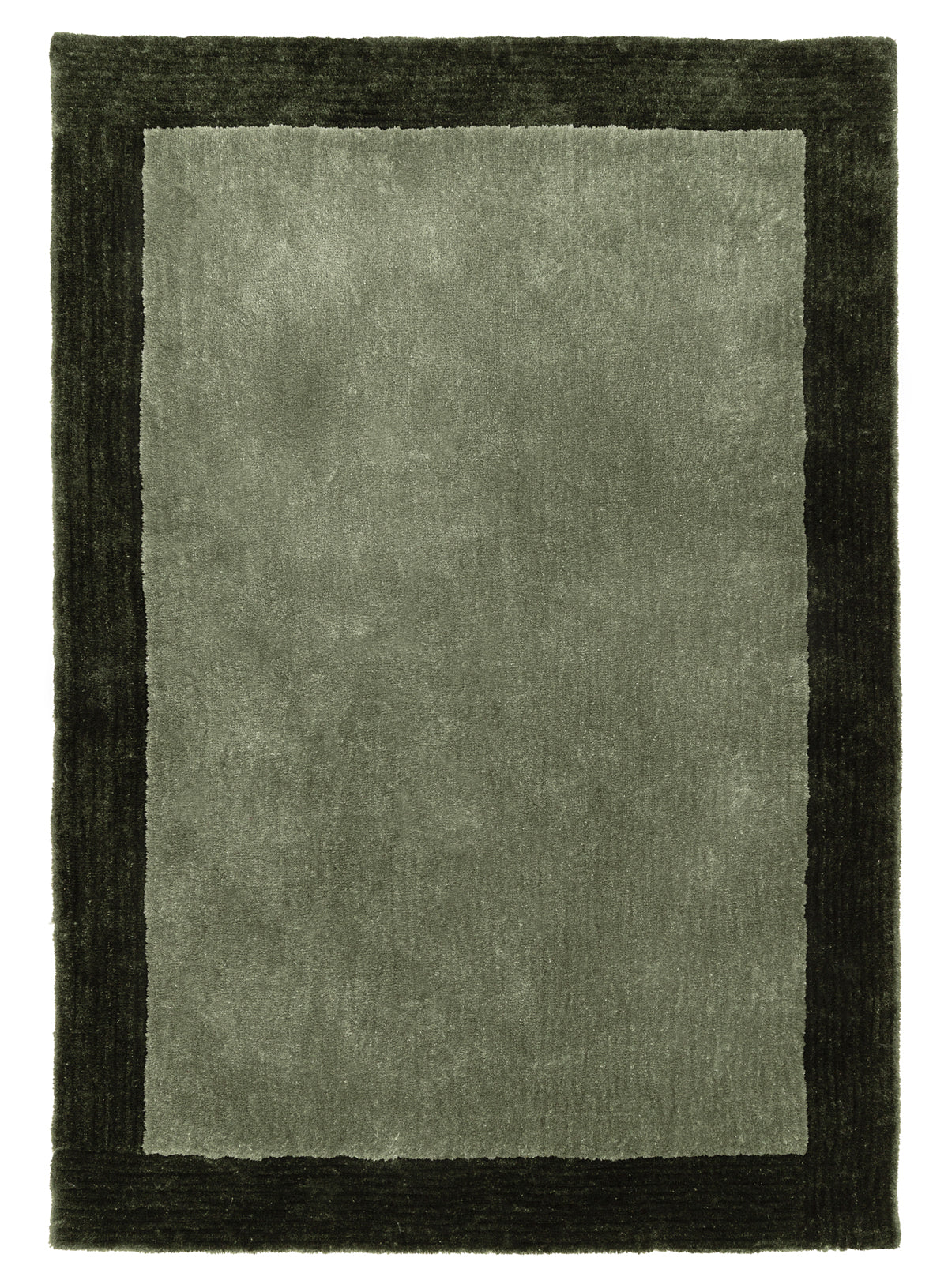 Nuria Dark Green Bordered Shag Rug