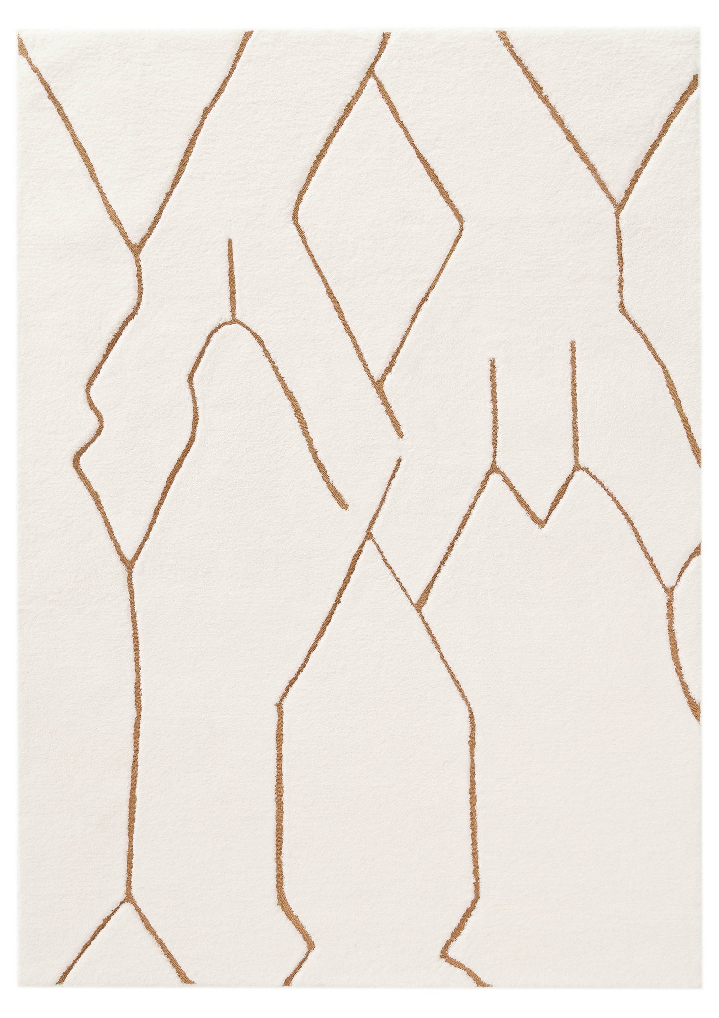 Nyla Cream and Gold Tribal Shag Rug