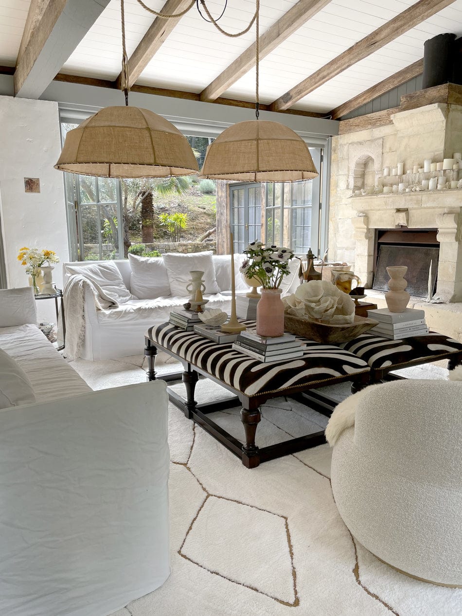 Nyla Cream and Gold Tribal Shag Rug