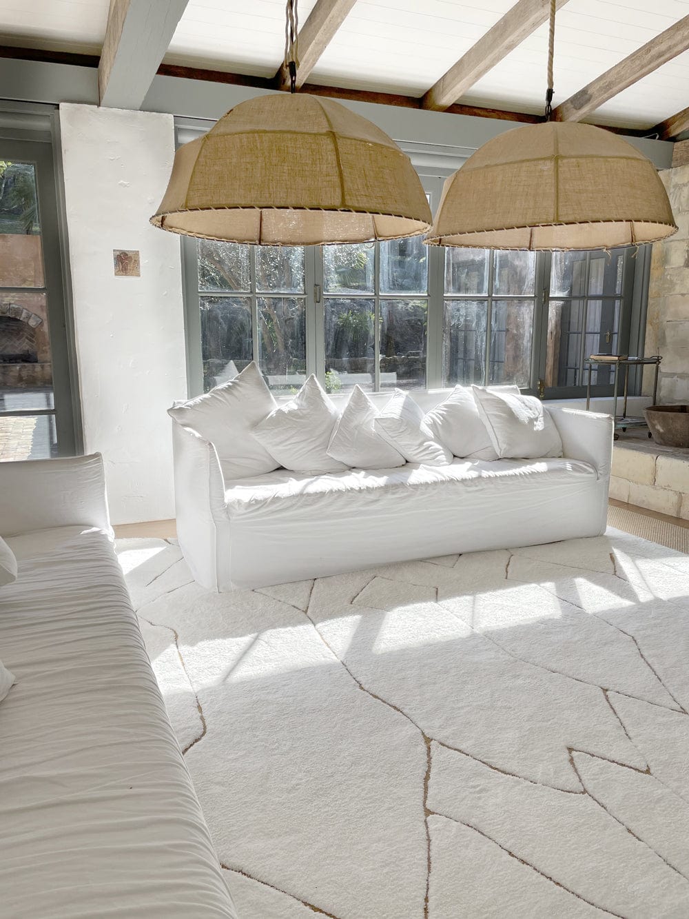 Nyla Cream and Gold Tribal Shag Rug