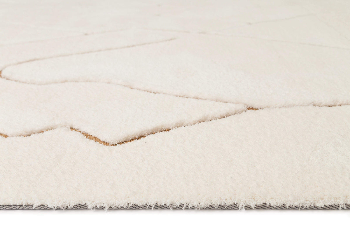 Nyla Cream and Gold Tribal Shag Rug