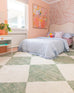 Octavia Green Cream Checkered Washable Rug