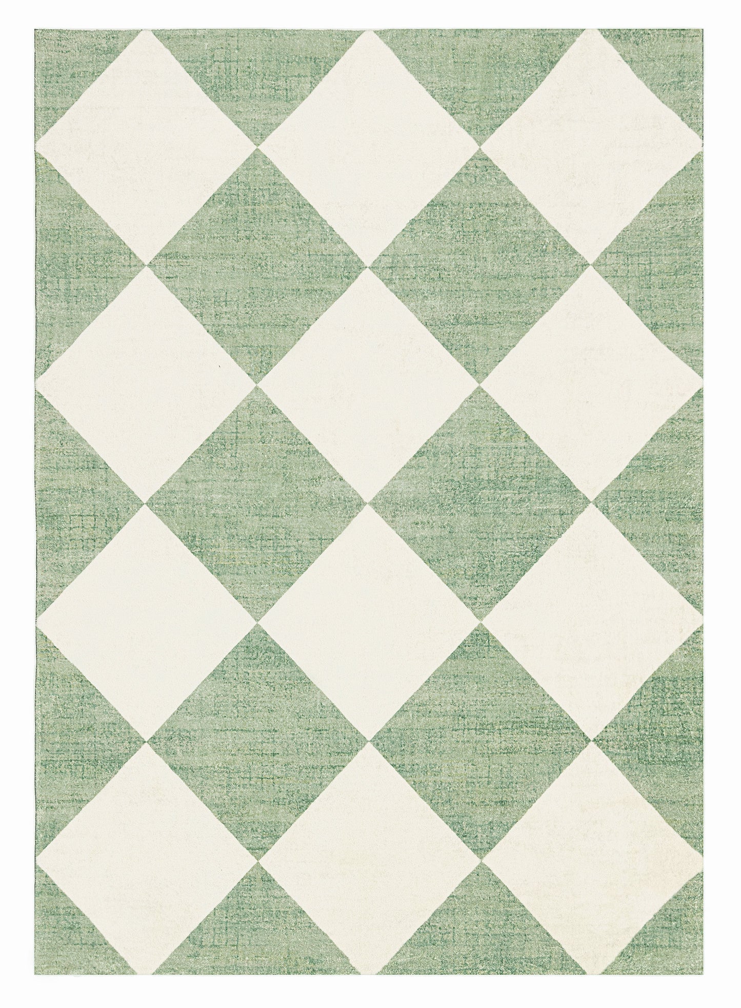 Octavia Green Cream Checkered Washable Rug
